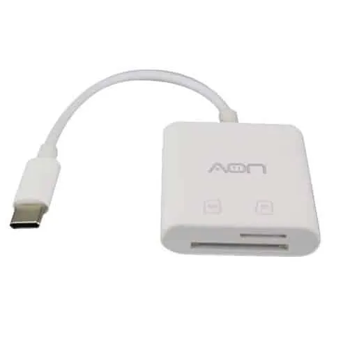 Adaptador AON USB-C a Lector SD + Micro SD (Hembra)