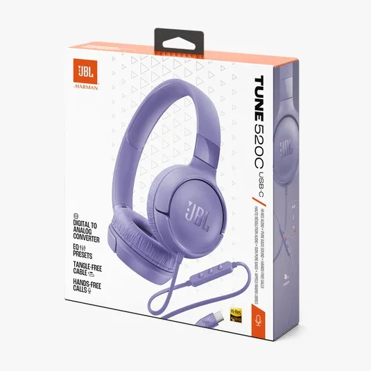 Audifonos JBL Tune 520C On-Ear USB-C Morado