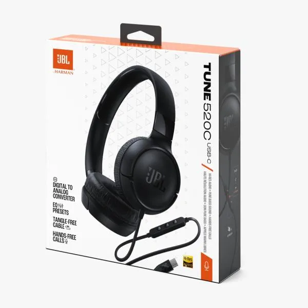 Audifonos JBL Tune 520C On-Ear USB-C Negro