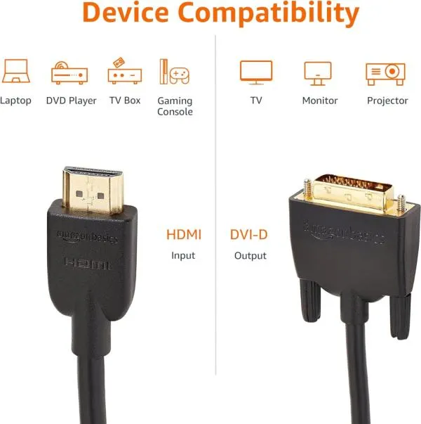 Cable Amazon Basics HDMI a DVI 1080p 1.8m Bidireccional