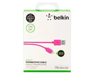 Cable Lightning Belkin para iPhone 1.2m 2.4A Rosado