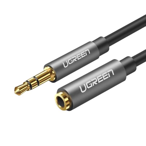 CABLE UGREEN AV118 3.5MM MACHO A 3.5MM HEMBRA 1.5M 10593 NEGRO