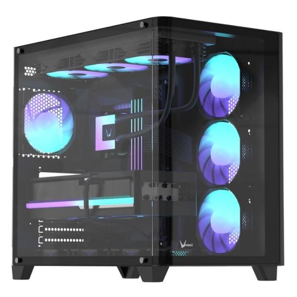 CASE ARGB FORMULA V LINE CRYSTAL U2 FLOE BLACK MID TOWER VENTILADORES 4 DE 120 MM CON VIDRIO LATERAL Y FRONTAL 4711401663782 NEGRO