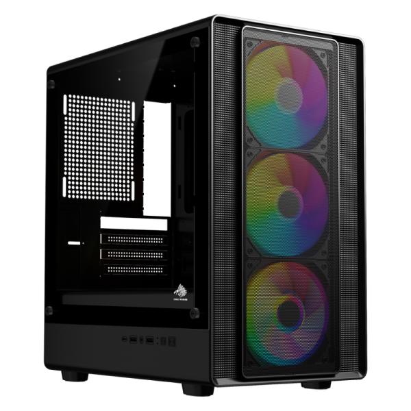 CASE EAGLE WARRIOR CG05AMRA001C MINI TOWER VENTILADORES 3 DE 120MM CON VIDRIO LATERAL NEGRO