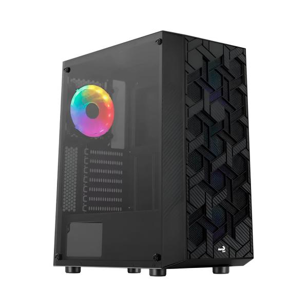 CASE GAMING RGB AEROCOOL HIVE-G-BK-V3 MID TOWER 1 VENTILADOR DE 120MM CON VIDRIO LATERAL  ACCM-PV27013.11 NEGRO