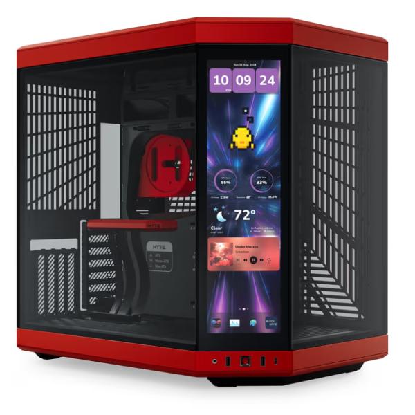 CASE HYTE Y70 TOUCH INFINITE TORRE MEDIA VIDRIO TEMPLADO CON PANTALLA TÁCTIL 14.9 PULG GEN 3 CS-HYTE-Y70TTI-RB ROJO/NEGRO