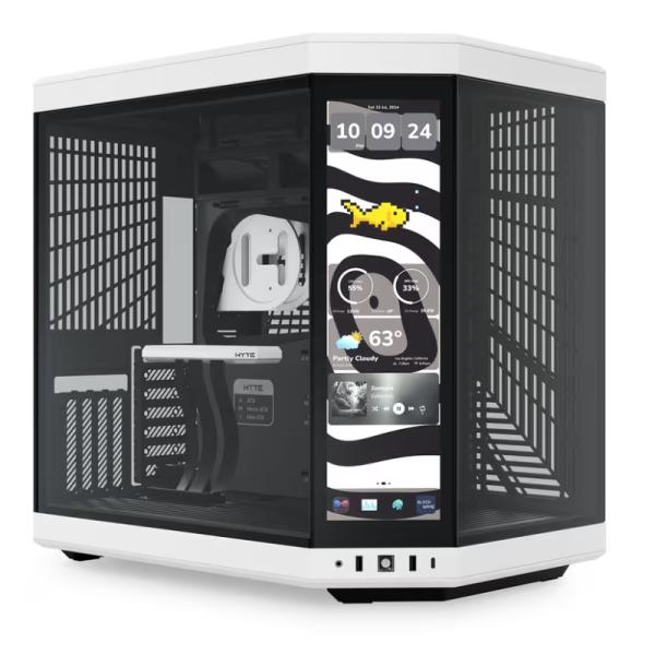 CASE HYTE Y70 TOUCH INFINITE TORRE MEDIA VIDRIO TEMPLADO CON PANTALLA TÁCTIL 14.9 PULG GEN 3 CS-HYTE-Y70TTI-WB BLANCO/NEGRO