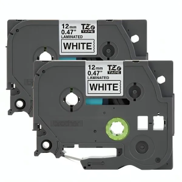 CINTA BROTHER TZE2312PKG 12MM X 8M COMPATIBLE CON P-TOUCH NEGRO SOBRE FONDO BLANCO 2 PACK