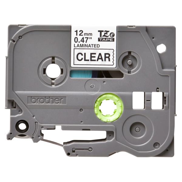 CINTAS DE ETIQUETADO BROTHER TZE131G 12MM X 8M COMPATIBLE CON P-TOUCH NEGRO SOBRE FONDO TRANSPARENTE