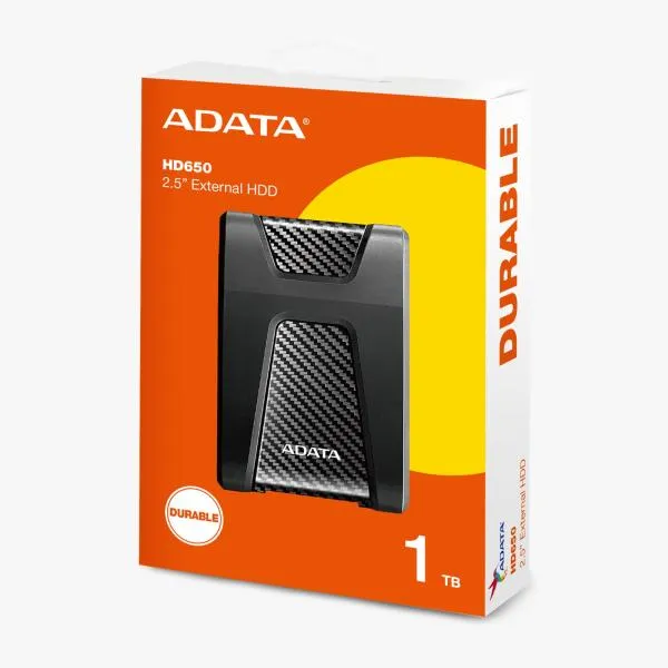 Disco Duro Externo ADATA HD650 1TB USB 3.2 Antigolpes Negro
