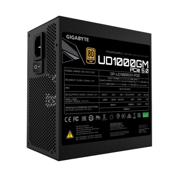FUENTE DE PODER GIGABYTE GP-UD1000GM PG5 REV 1000W  80 PLUS GOLD FULL MODULAR ATX NEGRO