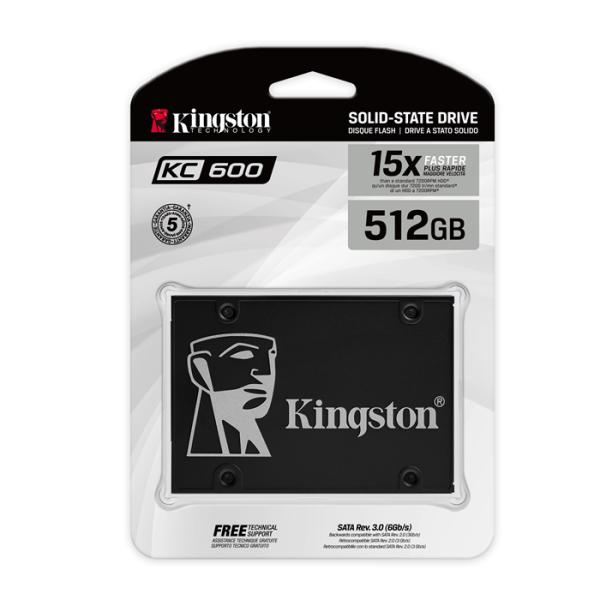 HD INTERNO SOLIDO 512GB KINGSTON KC600 2.5 PULG SATA III 550MB/S / 520MB/S SKC600/512G NEGRO