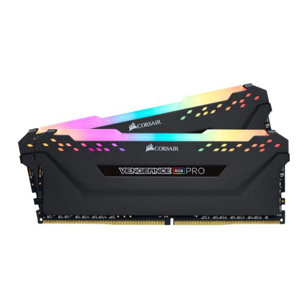 MEMORIA RAM PC 16GB(2X8GB) CORSAIR VENGEANCE RGB PRO DDR4 3600MHZ CL18 1.35V CMW16GX4M2D3600C18 NEGRO