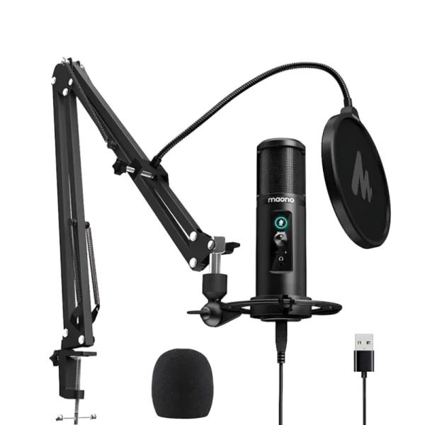 MICRÓFONO GAMING MAONO AU-PM422 USB / 3.5MM 192KHZ / 24-BIT CON PEDESTAL NEGRO