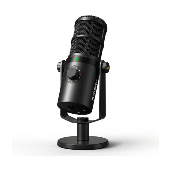 MICRÓFONO GAMING RGB MAONO PD400X USB XLR DINÁMICO PARA PODCAST NEGRO
