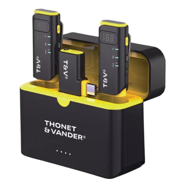 MICRÓFONO THONET & VANDER VX390 INALÁMBRICO USB-C LAVALIER CON CUNA DE CARGA DOBLE HK096-03683 NEGRO