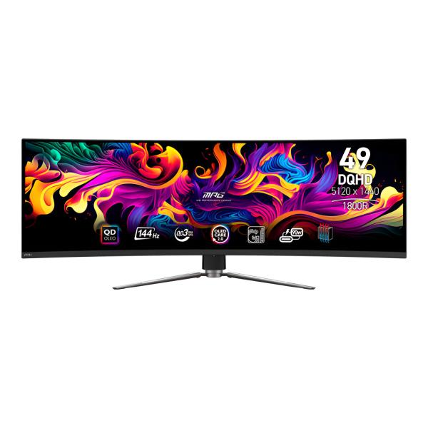 MONITOR 49 PULG MSI MPG 491CQP QD-OLED 5120 X 1440 144HZ 0.03MS CERTIFICACION VESA CLEARMR 8000 DISPLAY HDR NEGRO 9S6-3FA84T-002