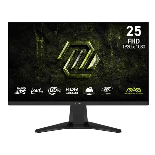 MONITOR GAMING MSI 25 PULG MAG 255F X24 PLANA 1920X1080 FULL HD 240 HZ RAPID IPS AMD FREESYNC PREMIUM HDMI / DISPLAYPORT 9S6-3BC91M-001 NEGRO