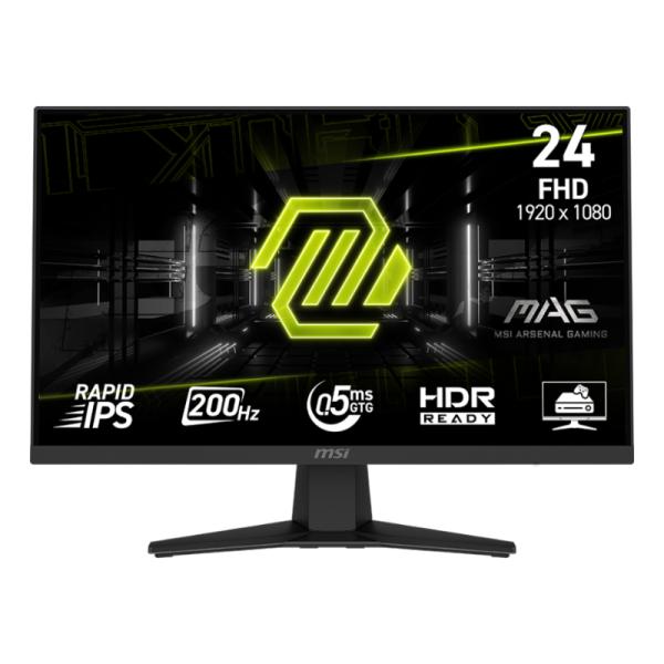 MONITOR GAMING MSI MAG 244F 23.8 PULG PLANO 1920 X 1080 200 HZ ANTI-GLARE HDMI Y DP 9S6-3BC41H-004 NEGRO NEGRO