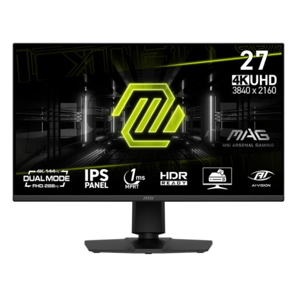 MONITOR GAMING MSI MAG 275UPD E14 27 PULG  PLANO 3840 X 2160 4K UHD  48~144HZ  ADAPTIVE-SYNC DP Y HDMI  9S6-3CE89M-018 NEGRO