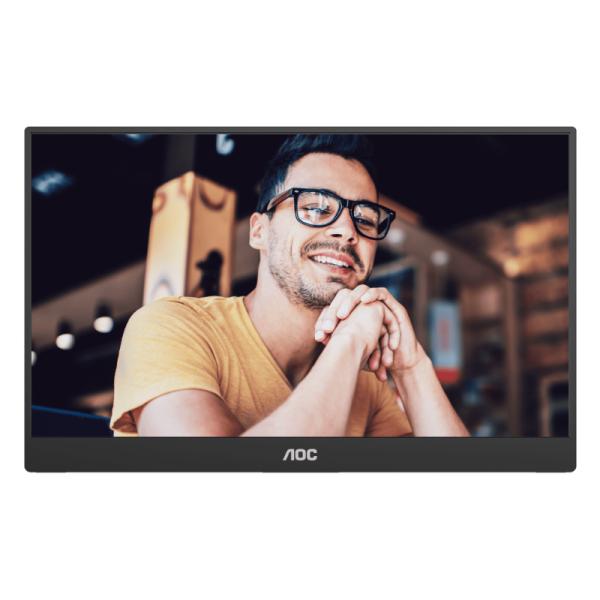 MONITOR PORTÁTIL 15.6 PULG AOC 16T20 PLANO 1920 X 1080 FHD 60HZ IPS USB-C SIN ADAPTADOR INCLUIDO NEGRO