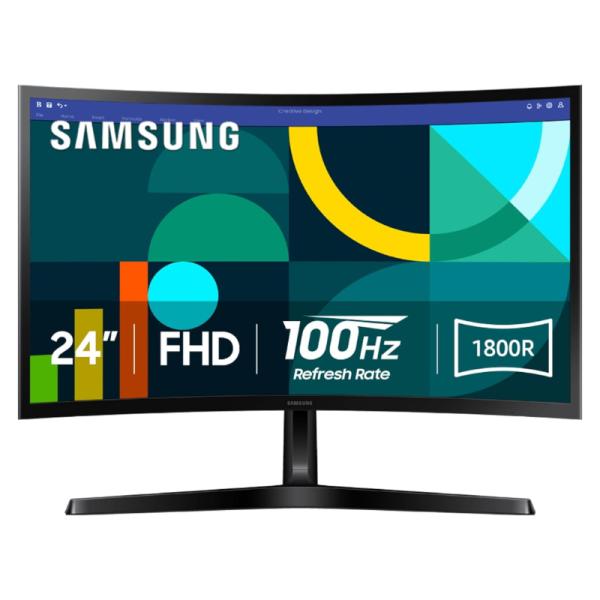 MONITOR SAMSUNG ESSENTIAL S3 24 PULG CURVO 1920 X 1080 100HZ FHD HDMI Y D-SUB LS24D366GANXZA NEGRO