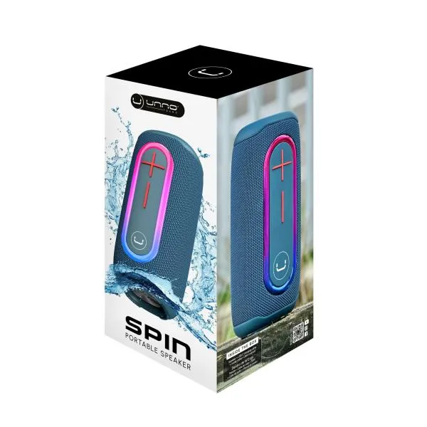 Parlante Bluetooth Spin TWS 20W Waterproof IPX6 Azul Unno Tekno