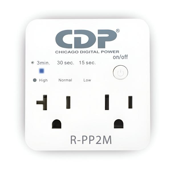 PROTECTOR DE VOLTAJE CDP R-PP2 1800W 2 TOMAS SUPRESIÓN DE SOBRECORRIENTE Y SOBRE VOLTAJE RETARDO DE ENERGÍA SELECCIONABLE BLANCO