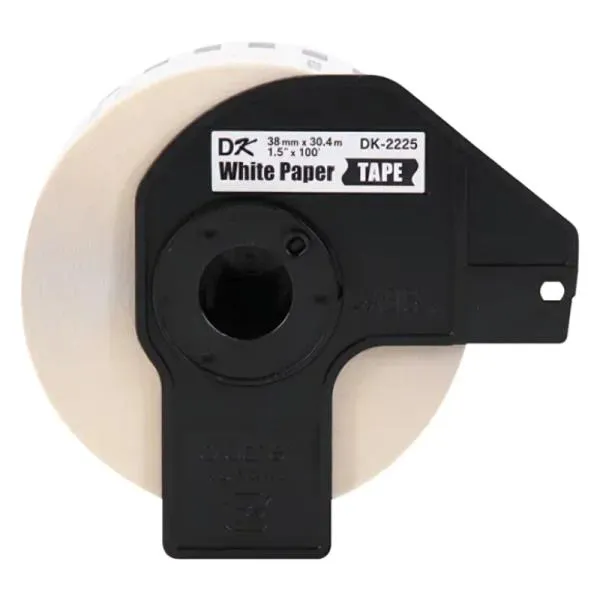 ROLLO DE ETIQUETAS CONTINUO BROTHER DK2225 38MM X 30.4M COMPATIBLE CON IMPRESORAS QL BLANCO CON TEXTO NEGRO