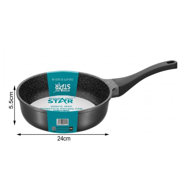 SARTÉN ANTIADHERENTE WINNING STAR ST-5201-24 ALUMINIO 24.5CM X 5CM GUO-673-WST-15635 NEGRO