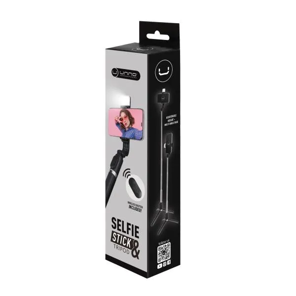 Selfie Stick con Tripode y Luz LED Unno Tekno