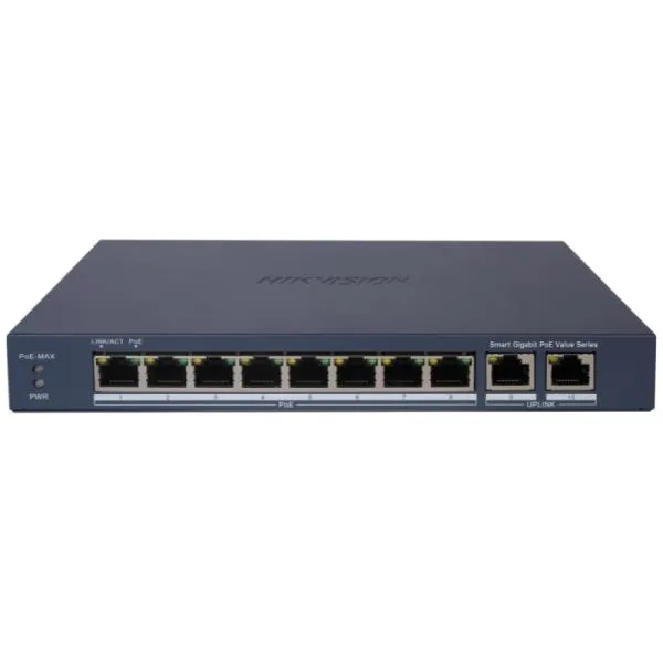 SWITCH HIKVISION DS-3E1510P-EI/M(O-STD) (E) 8 PUERTOS GIGABIT POE / 2 PUERTOS GIGABIT RJ45 20 GBPS SMART MANAGED 301802997 AZUL