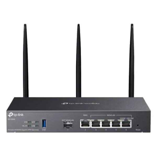 SWITCH TP LINK OMADA ER706W(US) AX3000 1 PUERTO SFP GIGABIT + 5 PUERTOS RJ45 GIGABIT 10/100/1000 MBPS ADMINISTRABLE NEGRO