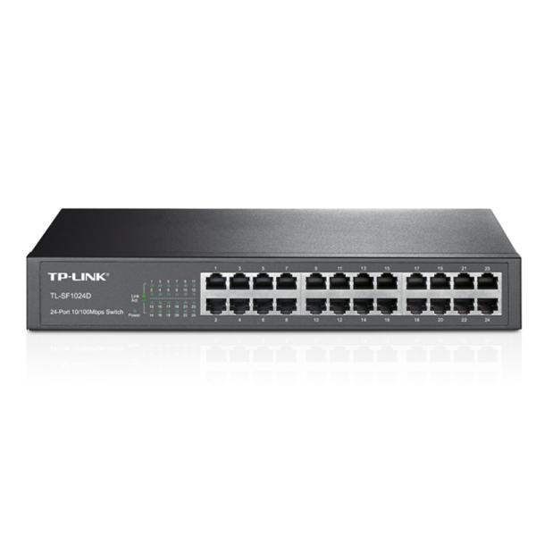 SWITCH TP LINK TL-SF1024D 24 PUERTOS FAST ETHERNET 10/100 MBPS NO ADMINISTRABLE NEGRO