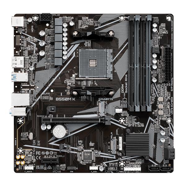 TARJETA MADRE GIGABYTE B550M K AM4 MICRO-ATX DDR4 NEGRO