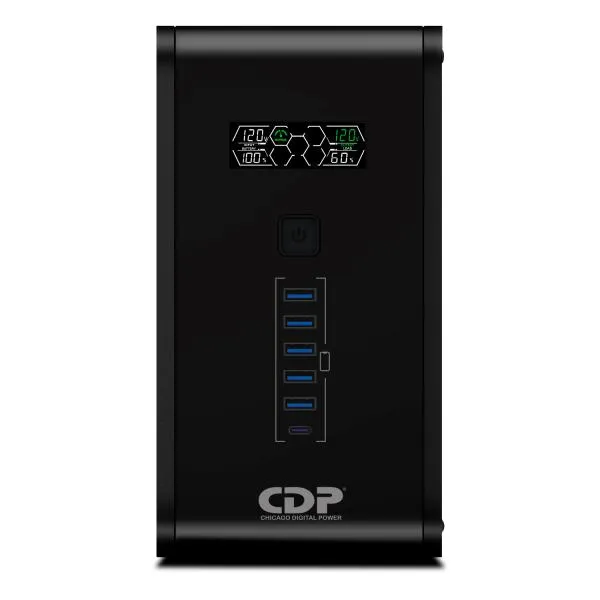 UPS CDP R-SMART2010 2000VA 1200W UPS LINEA INTERACTIVA 120VAC AVR 10 TOMAS LCD USB NEGRO